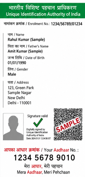Example of a valid e-Aadhaar PDF with digital signature