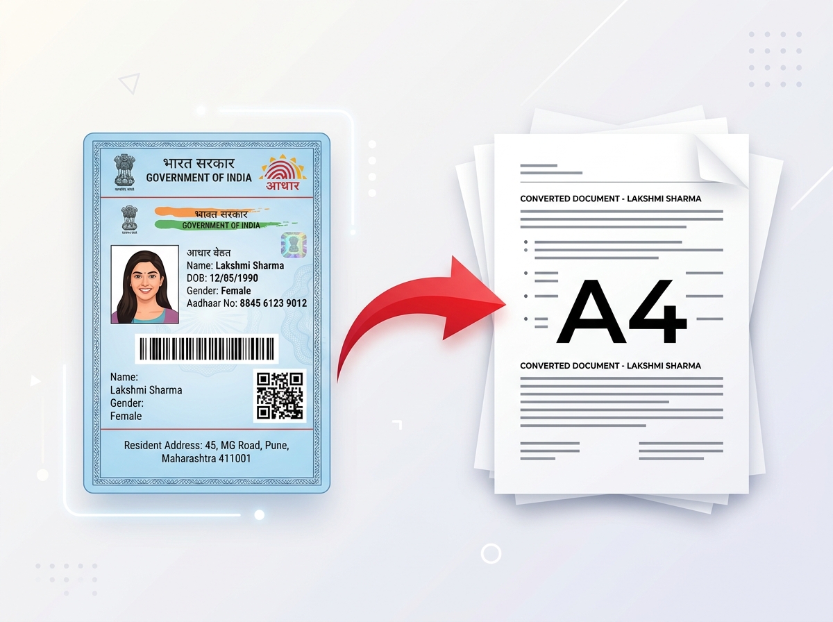 Aadhaar to A4 Print Ready Document